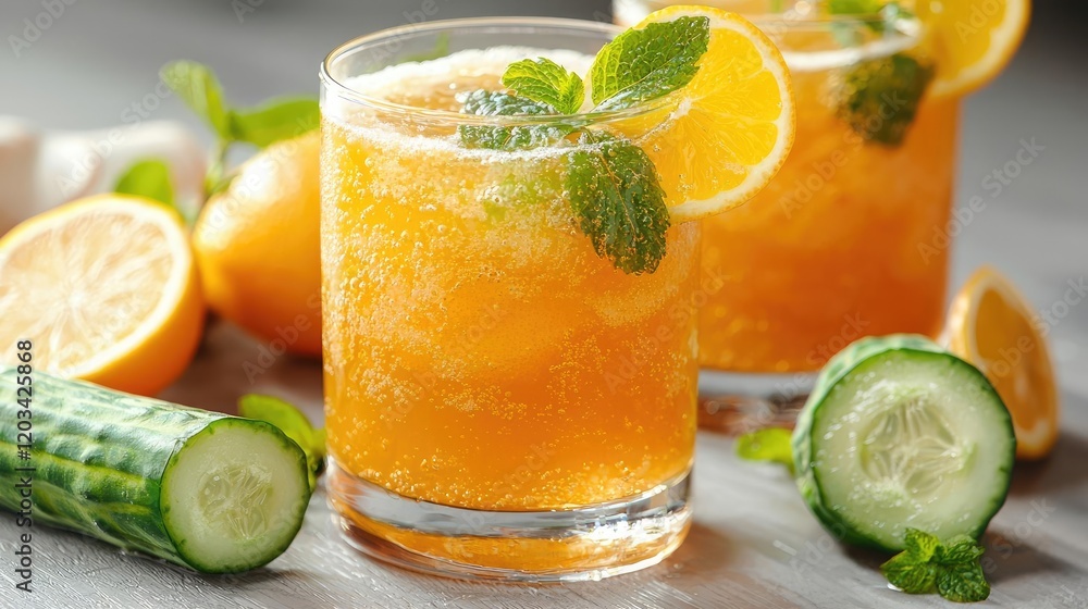 Refreshing cucumber and citrus summer drink