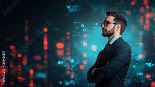 Obraz na płótnie Virtual Business Manager, leveraging data analytics for strategic corporate planning, enhancing decision-making and operational efficiency w salonie