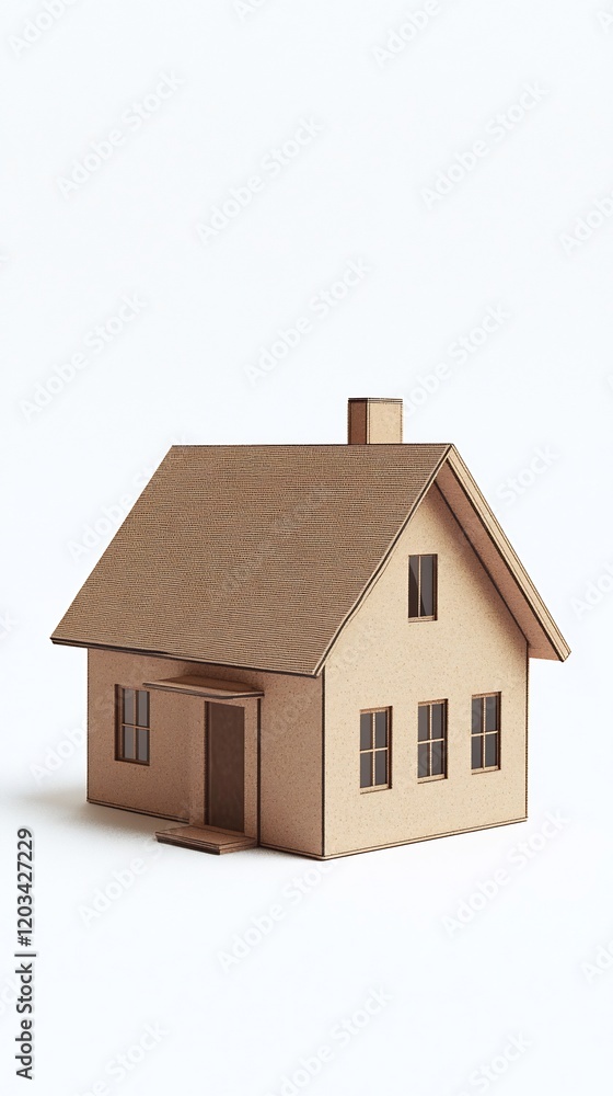 Simple Cardboard House Model Soft Light Studio Shot. AI Generated Simple Cardboard House Model Soft Light Studio Shot. AI Generated