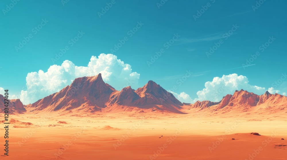 Naklejka premium Expansive desert with towering dunes and open sky for copy