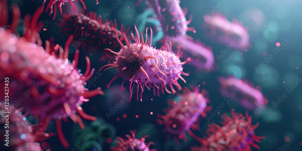 red bacteria 3D render microbiology illustration infection red bacteria 3D render microbiology illustration infection