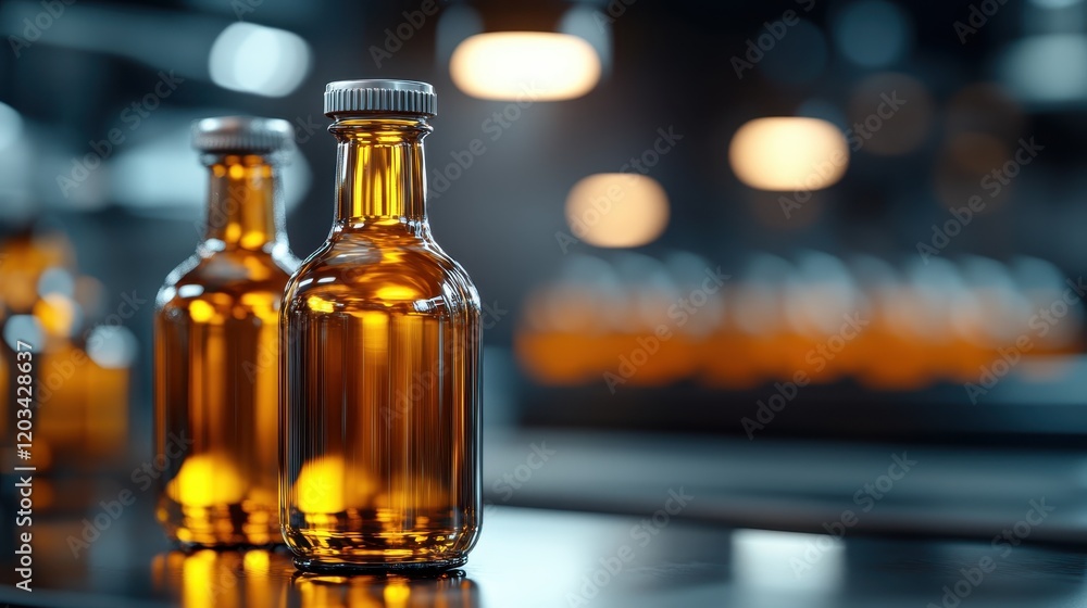 An artistic display of amber glass bottles against a softly blurred background, embodying a sense of warmth and tradition in a contemporary setting. An artistic display of amber glass bottles against a softly blurred background, embodying a sense of warmth and tradition in a contemporary setting.