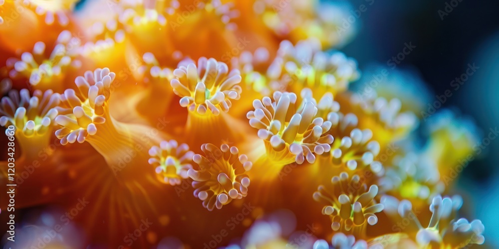Fototapeta premium close up shot of coral polyps underwater ocean sea leaf smooth ecosystem