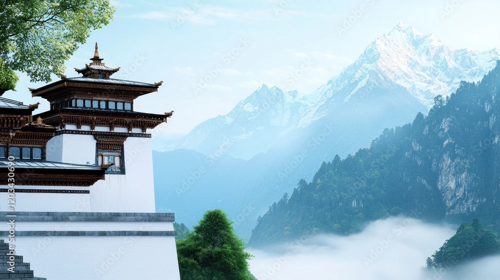 custom made wallpaper toronto digitalHimalayan Temple and Misty Mountains