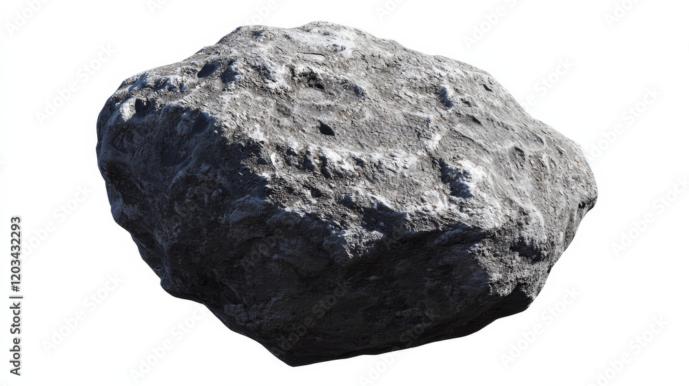 Fototapeta premium Gray Boulder Isolated on White Background.
