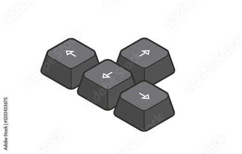 Keyboard control keys with arrow keys in isometric style