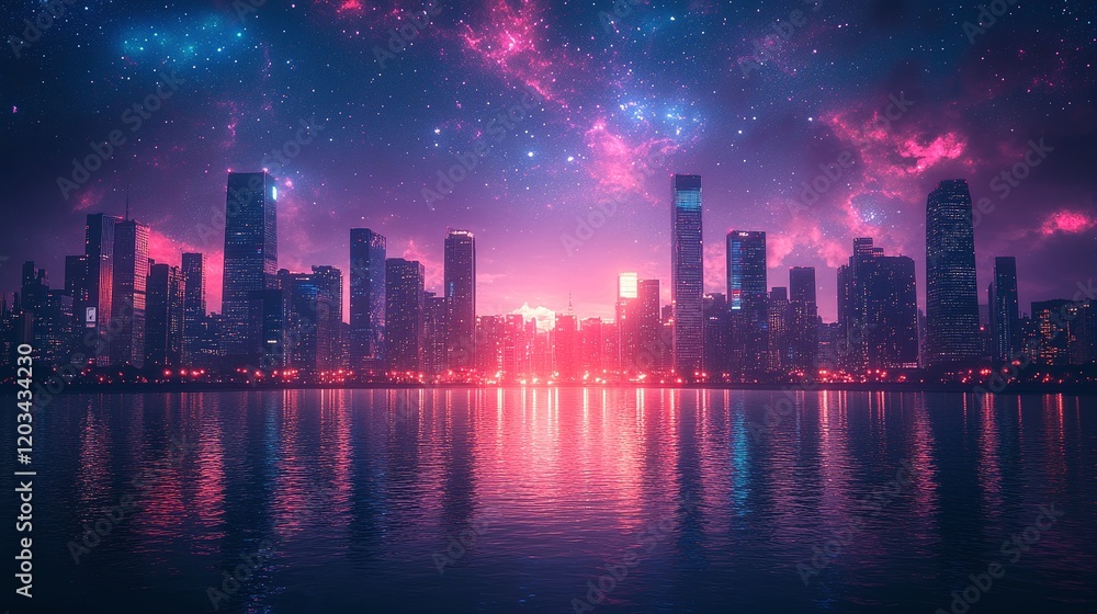 Fototapeta premium citiscape in neon colors