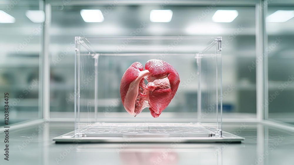 Innovative laboratory utilizing 3D printing for organ prototypes, pioneering advancements in transplant technology and medical research