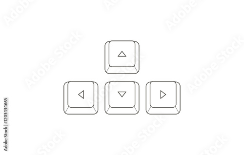 Keyboard control keys with arrow keys in flat style