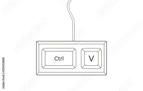 Crtl + V keyboard shortcuts in flat style