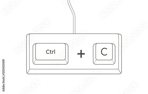 Crtl + C keyboard shortcuts in flat style