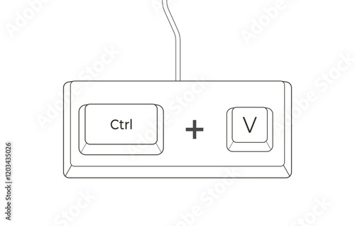 Crtl + V keyboard shortcuts in flat style