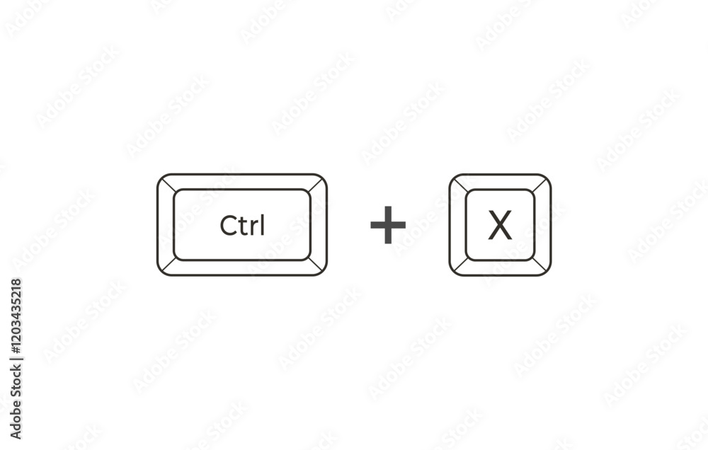 Crtl + X keyboard shortcuts in flat style Crtl + X keyboard shortcuts in flat style