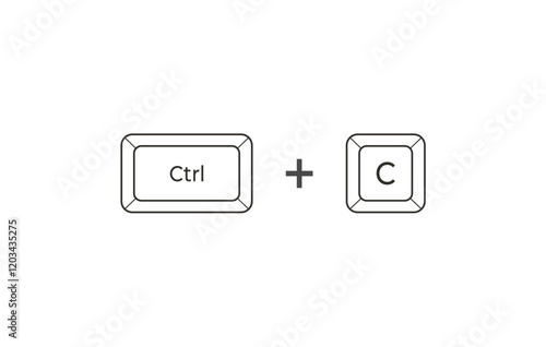 Crtl + C keyboard shortcuts in flat style