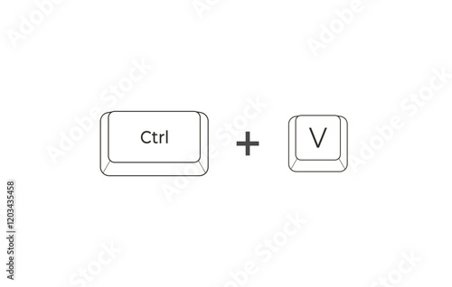 Crtl + V keyboard shortcuts in flat style