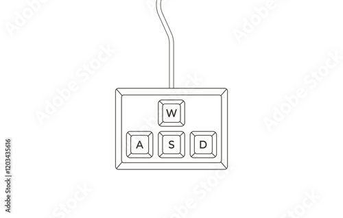 Keyboard control keys A,W,S,D in flat line style