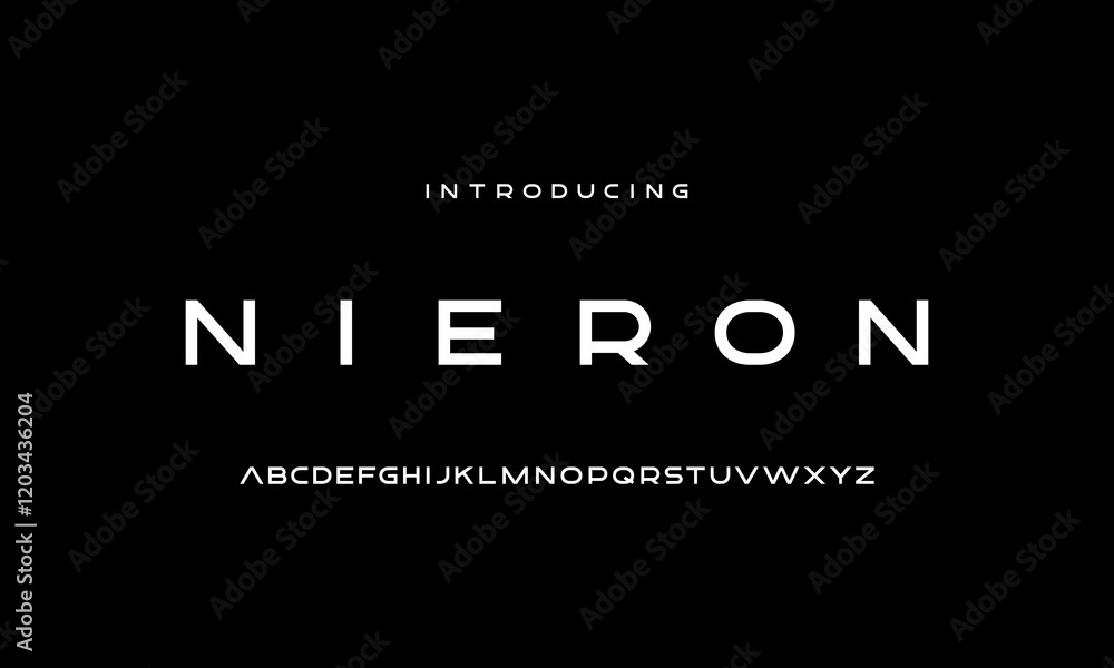 Obraz premium Vector alphabet character font set. Clean future modern typography design. Sans regular uppercase font type. Geometric letter graphic style