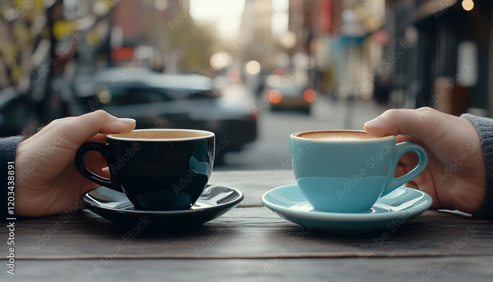 Fototapeta premium Friends holding cup of coffee