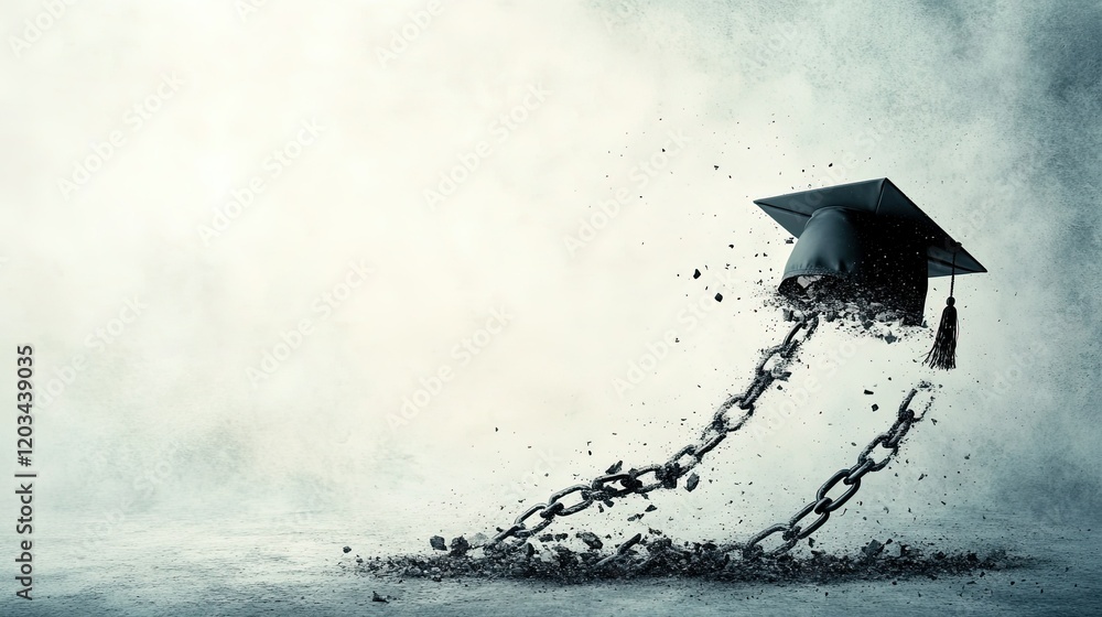 Broken Chains of Knowledge, a powerful symbol of education's ability to overcome obstacles and empower individuals toward success