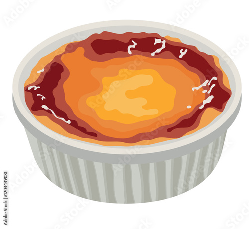 Creme Brulée Dessert Illustration Isolated on White Background