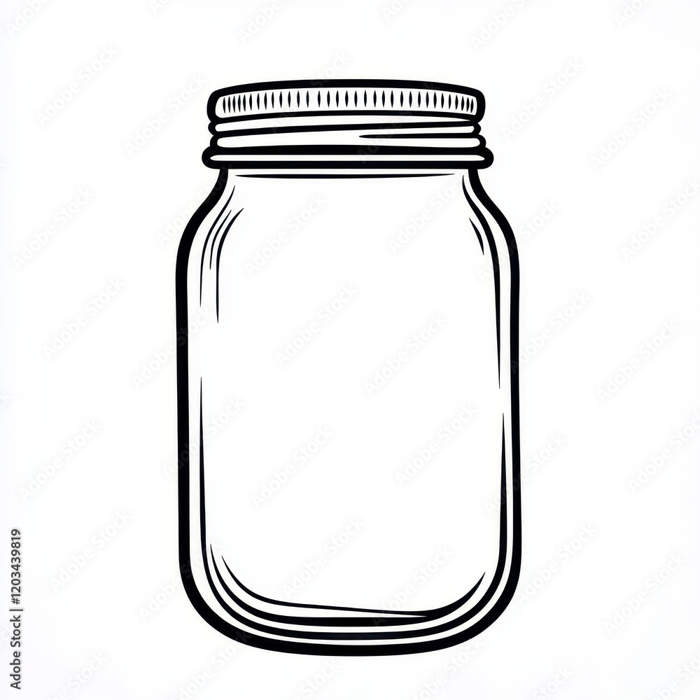 Glass jar sketch with lid on white Glass jar sketch with lid on white