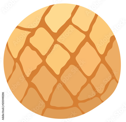 Melon Bread or Melon Pan Sweet Snack Illustration Isolated on White Background