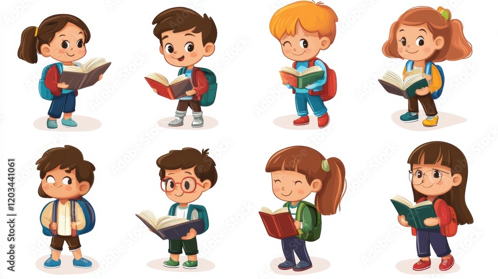 Children enjoying reading books together in a colorful classroom setting during a joyful afternoon activity Children enjoying reading books together in a colorful classroom setting during a joyful afternoon activity