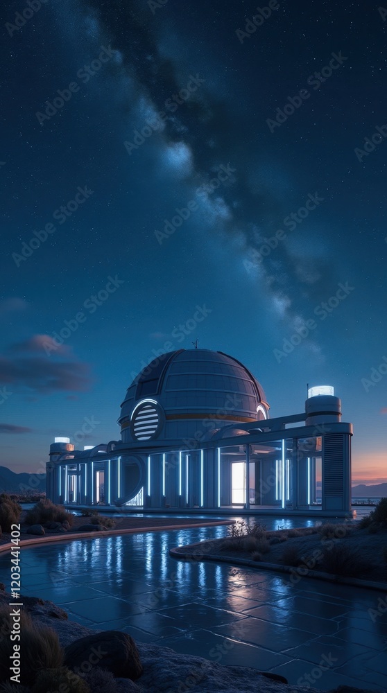 Obraz premium Futuristic Observatory Under a Starry Sky