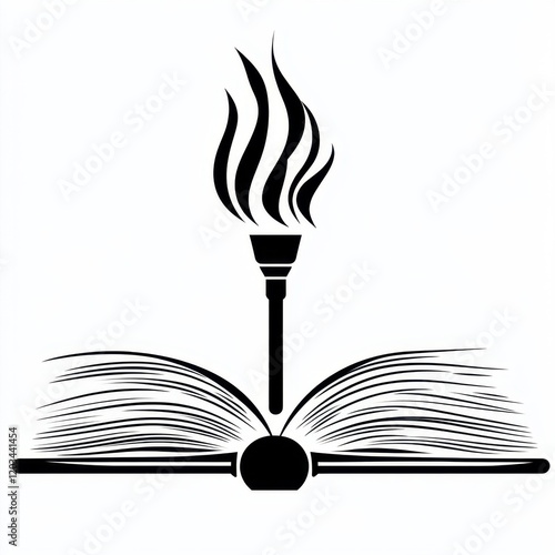 Obraz na płótnie Open book with torch flame symbol w salonie