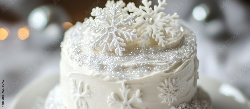 Fototapeta premium A Delicate Winter Wonderland Cake: A Festive Delight