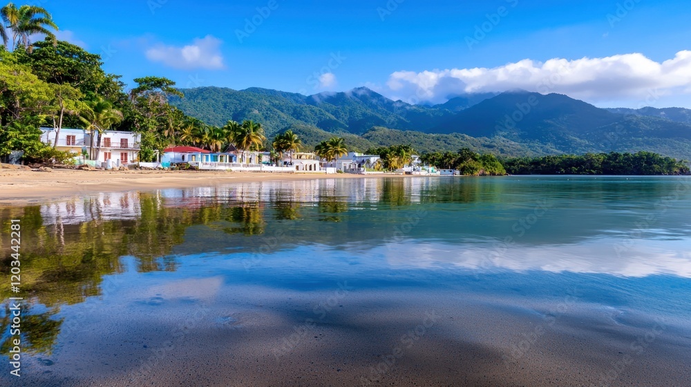 Fototapeta premium Serene Tropical Beach Village