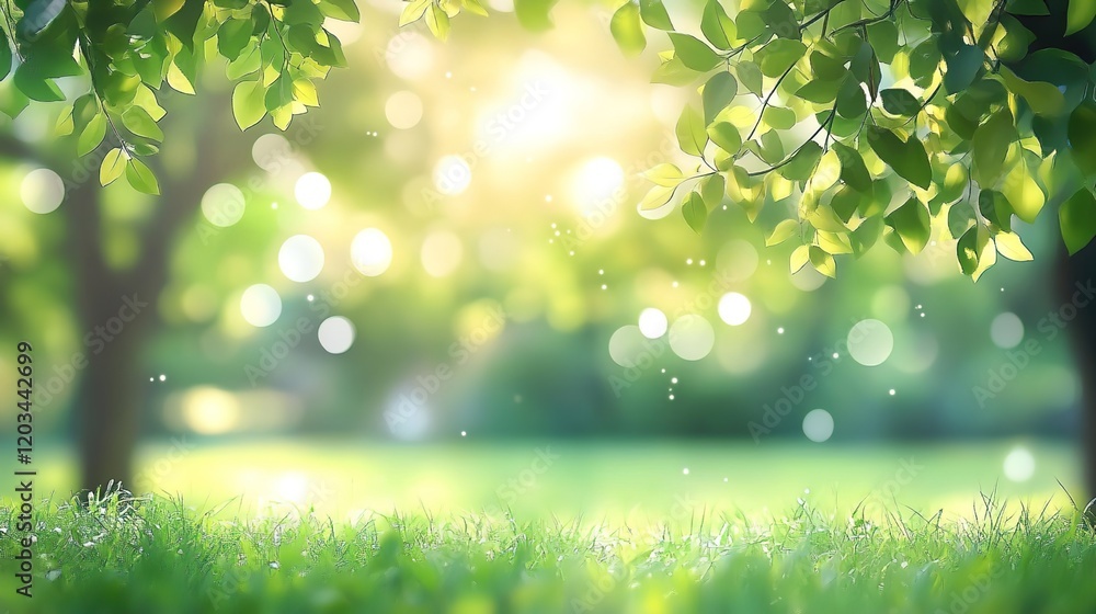 Beautiful, blurred background of natural greenery in the park with sunlight and bokeh effects. Beautiful, blurred background of natural greenery in the park with sunlight and bokeh effects.