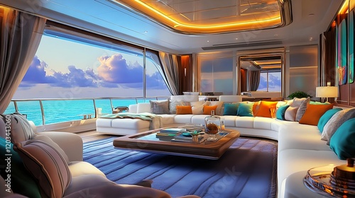 luxury yacht living room interior design - luxury lifestyle photo