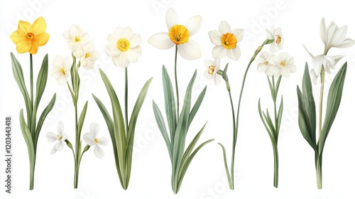 Wallpaper Mural Colorful variety of daffodils and white flowers displayed for spring celebration Torontodigital.ca