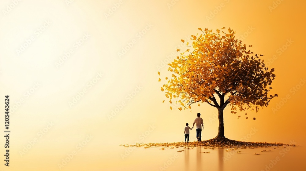 Golden Leaf Family Tree, symbolizing generational wealth and heritage, intricate branches showcasing lineage and prosperity.