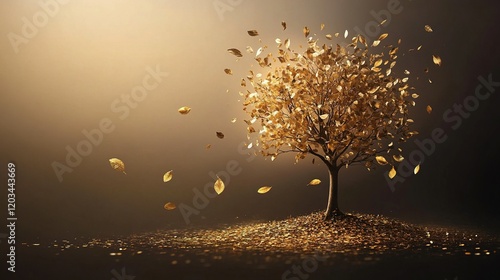 Obraz na płótnie Golden Leaf Family Tree, a vibrant symbol of generational wealth, showcasing connections and heritage through its luminous foliage. w salonie