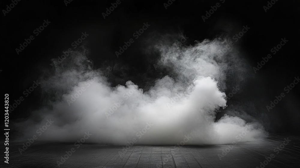 Dark background with smoke and fog on the ground, empty scene for product presentation. Dark background with smoke and fog on the ground, empty scene for product presentation.