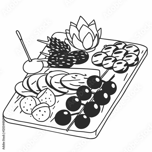 Antipasti Illustration - Italian Appetizers, Mediterranean Flavor