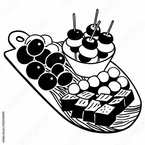 Antipasti Illustration - Italian Appetizers, Mediterranean Flavor