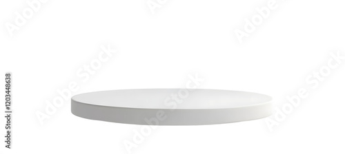 PNG White podium isolated on transparent background empty pedestal presentation stage scene platform blank stand display mockup 3D product. Luxury round minimal levitation template isolated backdrop.