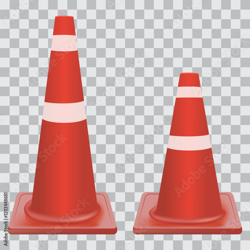 Traffic cone on translucent background for decoration