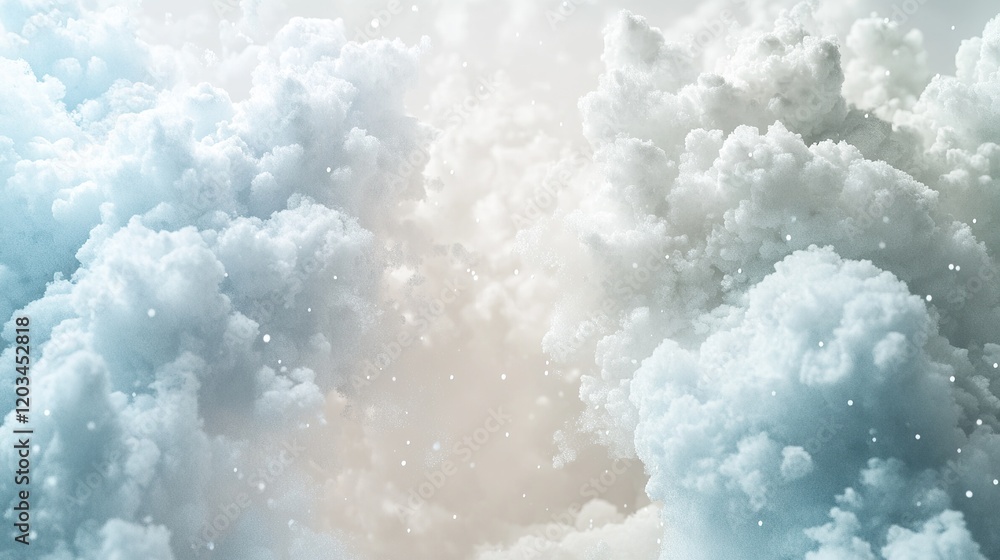 A serene blend of pearl white and pastel blue powder gently colliding A serene blend of pearl white and pastel blue powder gently colliding