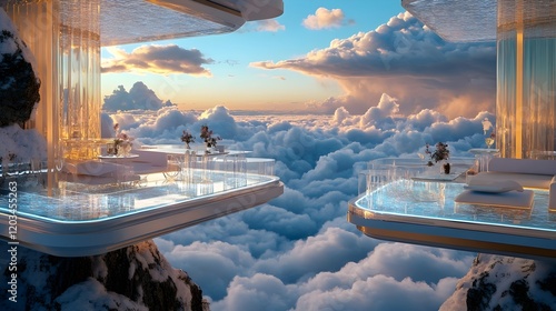 cloudtop luxury resort: futuristic design - futuristic architecture photo