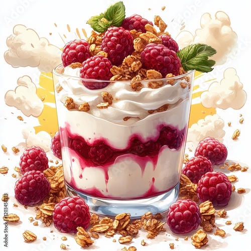 Wallpaper Mural A Vibrant and Delicious Raspberry Granola Parfait. A Perfect Sweet Treat Torontodigital.ca