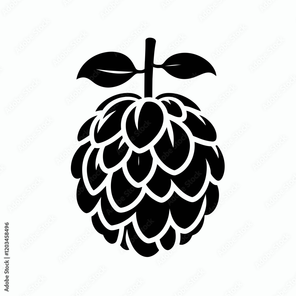 Cherimoya silhouette in black on a white background Cherimoya silhouette in black on a white background