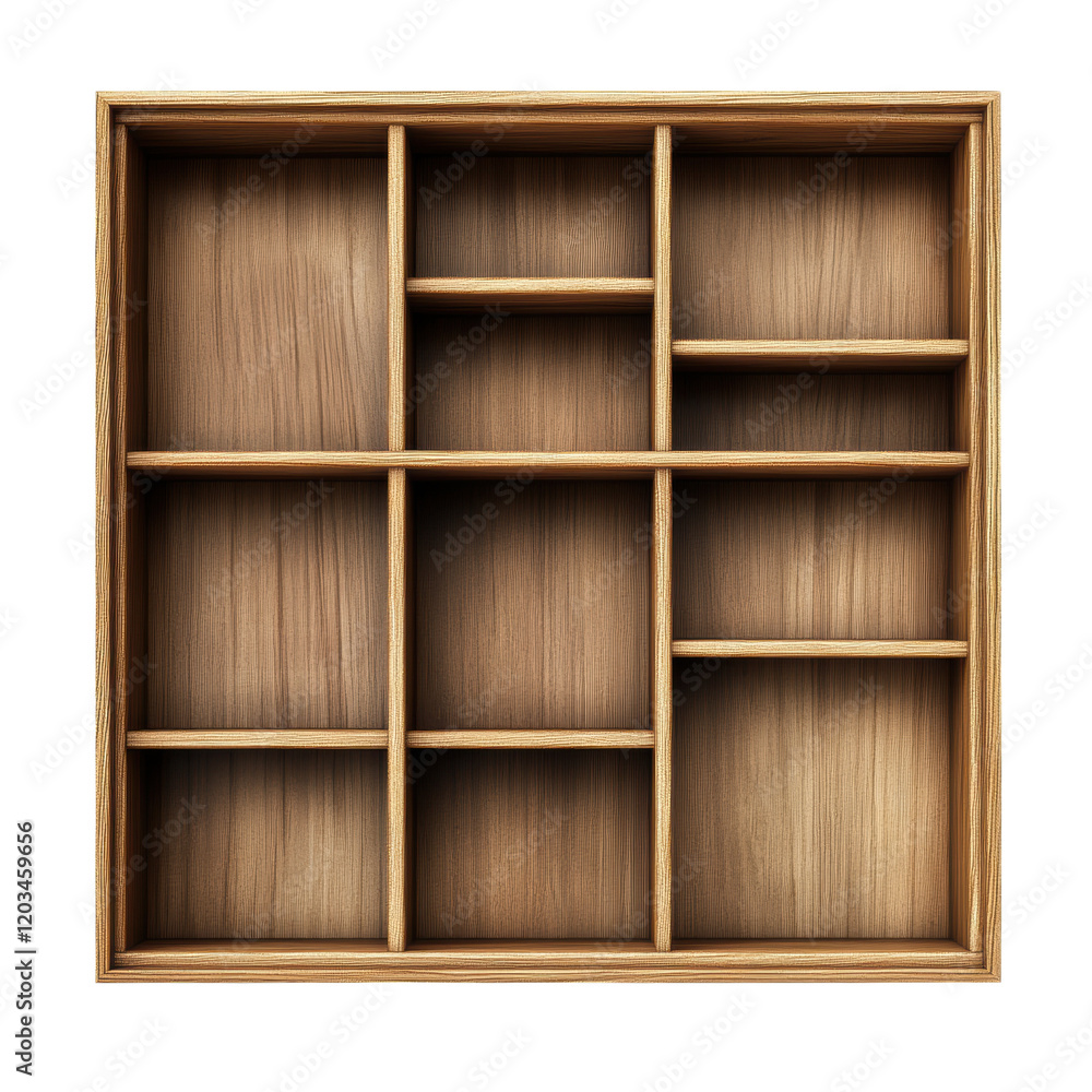Elegant Wooden Shelf with Divided Compartments Elegant Wooden Shelf with Divided Compartments