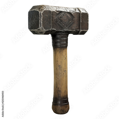 Mighty Stone Hammer: A Craftsmanship Marvel on white background photo