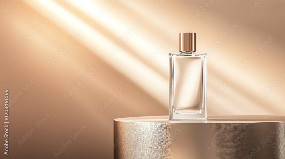 Elegant perfume bottle on textured background with soft lighting, highlighting luxury and sophistication in beauty presentation. Elegant perfume bottle on textured background with soft lighting, highlighting luxury and sophistication in beauty presentation.