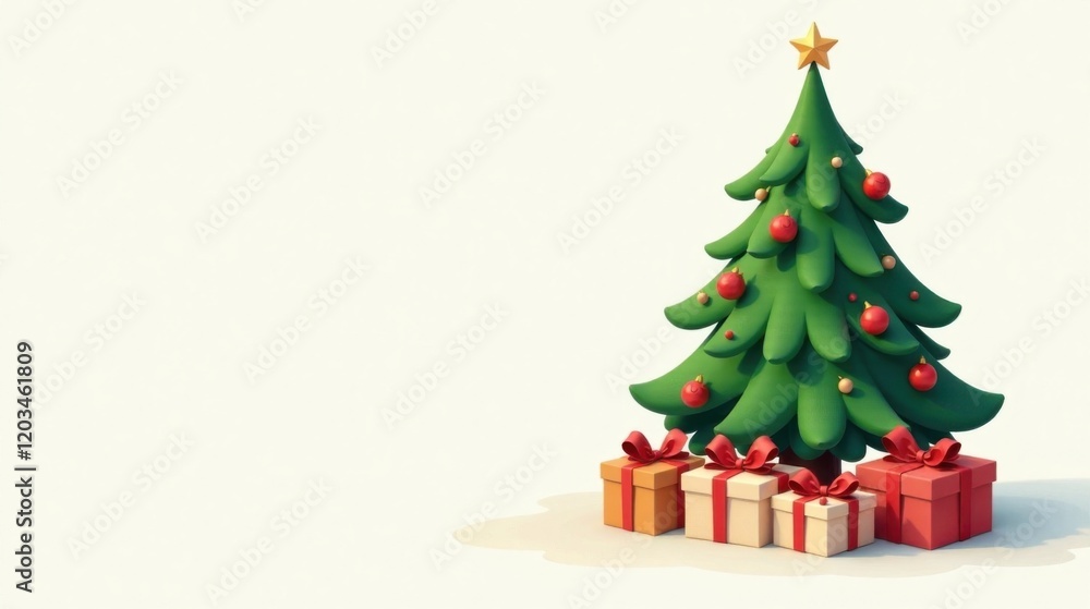 Fototapeta premium Festive Holiday Season A Decorated Christmas Tree with Presents