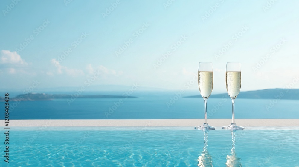 Elegant seaside retreat, infinity poolside ambiance, modern decor, couples unwinding on loungers, sophisticated champagne, stunning ocean vistas Elegant seaside retreat, infinity poolside ambiance, modern decor, couples unwinding on loungers, sophisticated champagne, stunning ocean vistas